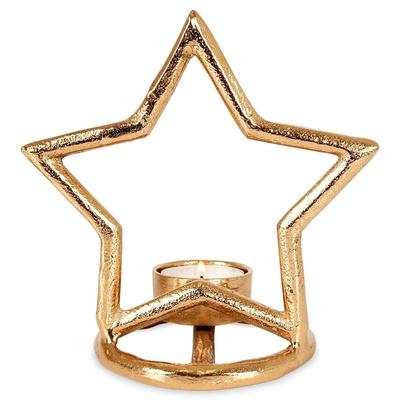 Candle Holder Aluminum Golden Star 15,5 cm