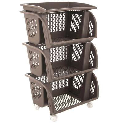 Storage Trolley 4-Level Gray 39x28x65 cm