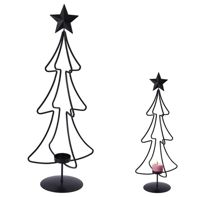 Candle Holder Metal Black Tree 55 cm