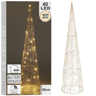 Luminous Christmas Cone Tree Gold 40 LED 80 cm