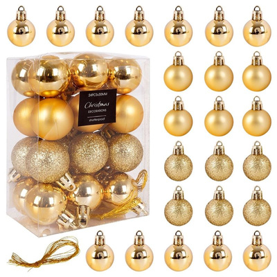 Christmas Baubles Golden Unbreakable 3 cm 24 pcs