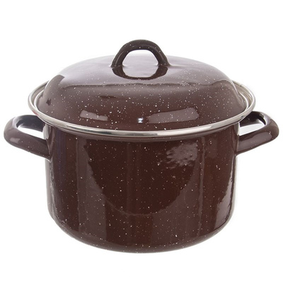 Pot Enamel with Lid Brown BROWN 20 cm, 3,2 l