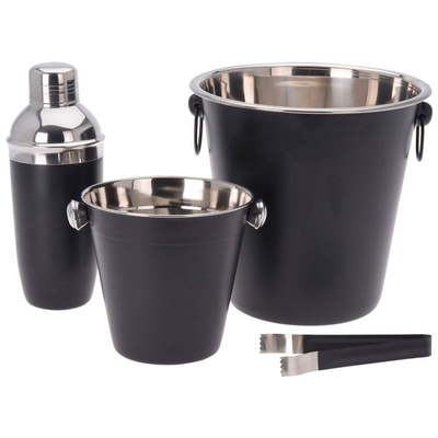 Cocktail Shaker Set Steel Black 4 pcs