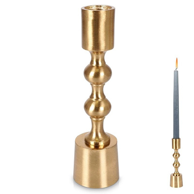 Candle Holder Aluminum Golden 16,5 cm