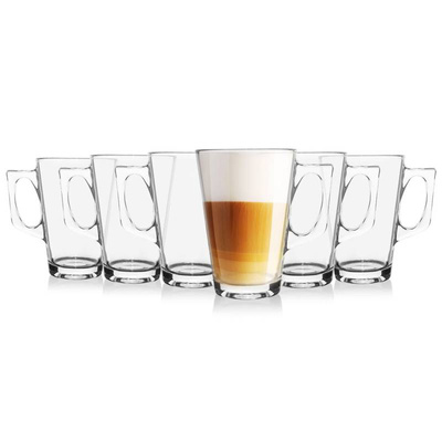 ORION Glass with handle for coffee tea drinks set of glasses 3 pcs