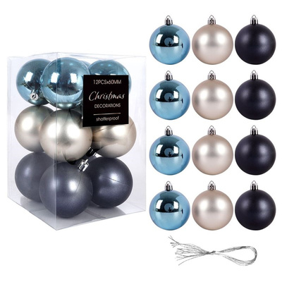 Christmas Baubles Blue Unbreakable 6 cm 12 pcs