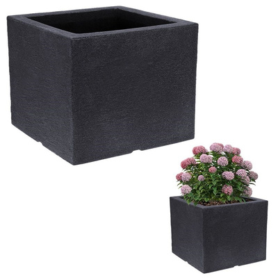 Garden Flower Pot Plastic Gray Square 39x33,5 cm