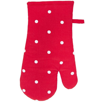 Oven Glove Cotton Red Polka Dots with a Magnet 31 cm