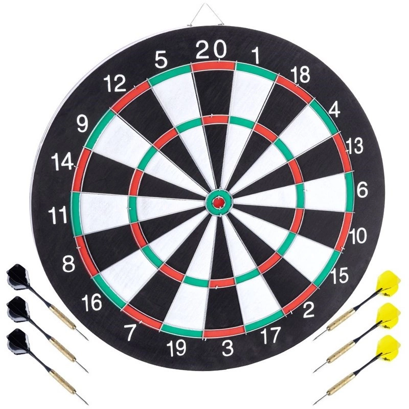 Dartscheibe Zielscheibe Dartboard mit Dartpfeilen doppelseitig 42 cm