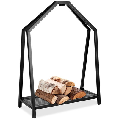 Firewood Log Rack Metal Black 58x24x78 cm