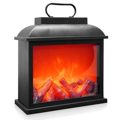 Led Electric Fireplace Black with a Timer 30x30 cm