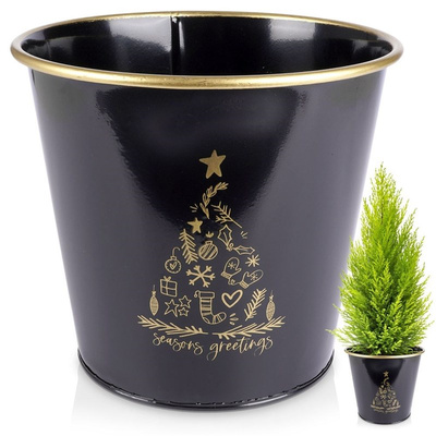 Plant Pot Metal Black 23x20 cm