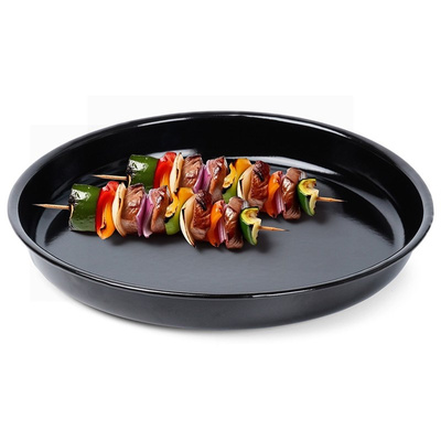 Grillblech Grillplatte Backblech Pizzablech aus Stahl rund schwarz 26,5 cm