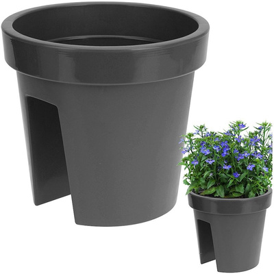 Balcony Flower Pot Plastic Gray 28 cm