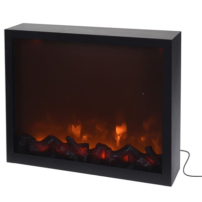 Led Electric Fireplace Metal Black 41x35 cm