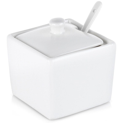 Sugar Bowl with Spoon Porcelain White 200 ml