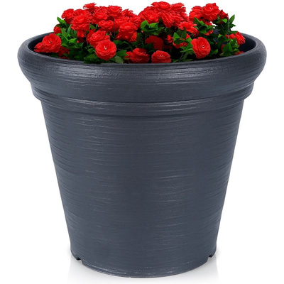 Garden Flower Pot Plastic Black Round 38x34 cm