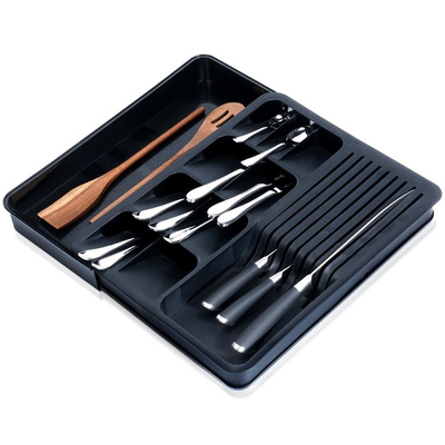 Cutlery Drawer Organiser Sliding Black 40x31 cm