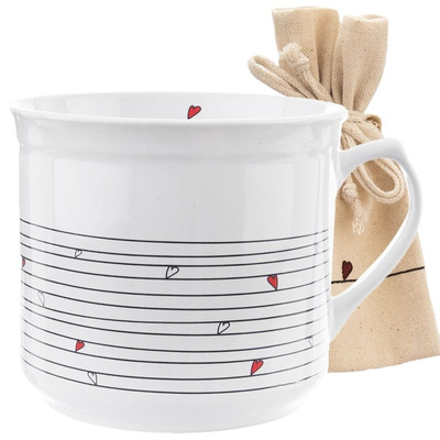 Mug with Bag Ceramic White HEART 700 ml