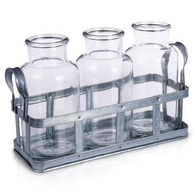 Flower Vase Glass with a Stand 3 pcs