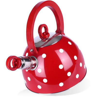 Whistling Kettle Steel Red Polka Dots 1,5 l