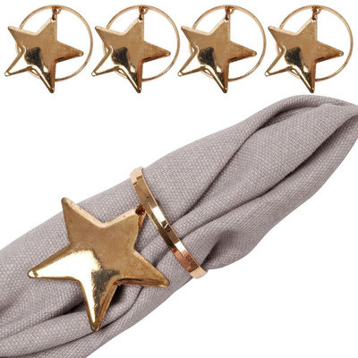 Napkin Rings Metal Golden Stars 4 cm 4 pcs