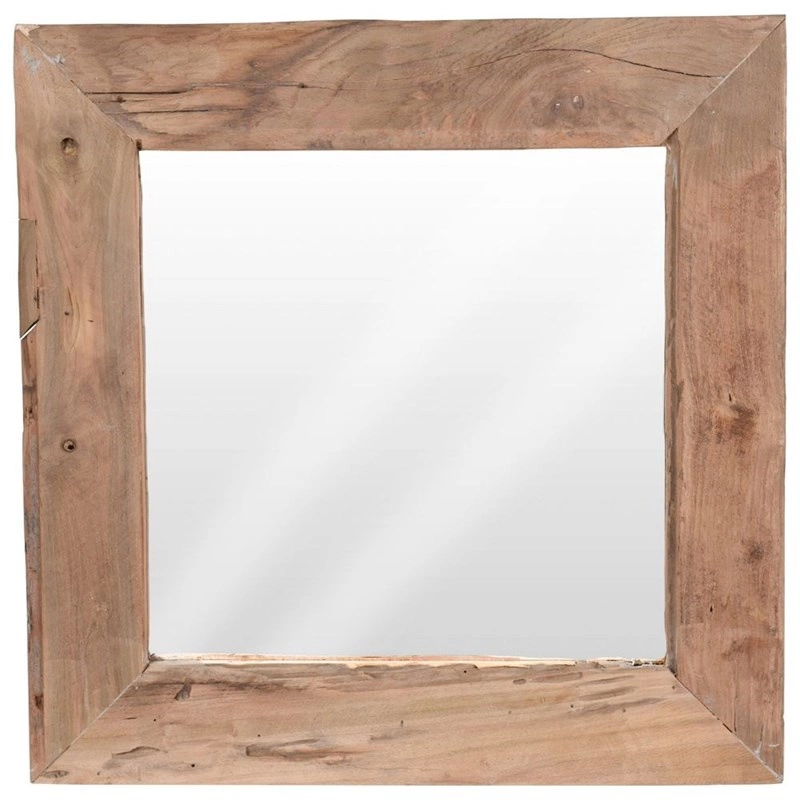 Spiegel mit altem Holzrahmen aus Teakholz 50x50 cm