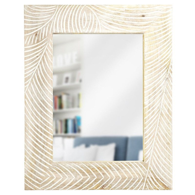 Wall Mirror Wooden Beige 40x50 cm