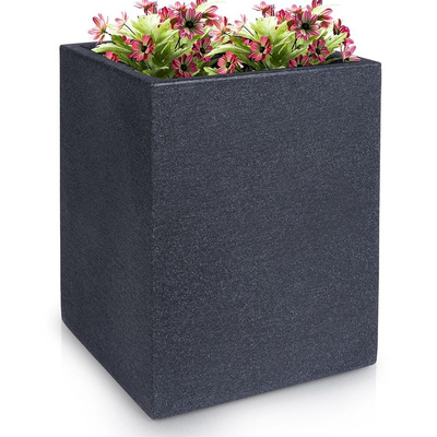 Blumentopf | PFLANZTOPF groß quadratisch für Außenbereich Garten dunkelgrau 29x40 cm