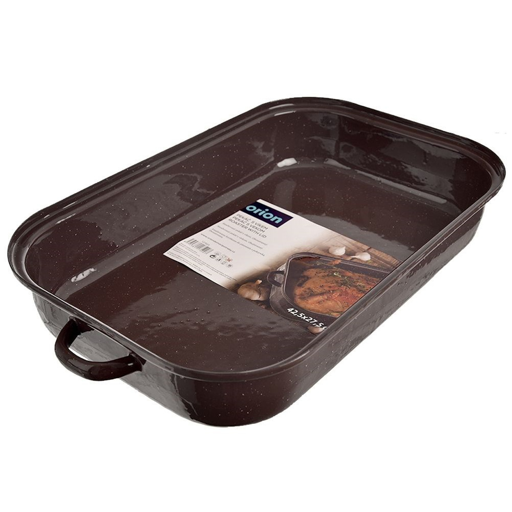 Brytfanna emaliowana z pokrywką prostokątna BROWN 14 l, 46x27,5 cm