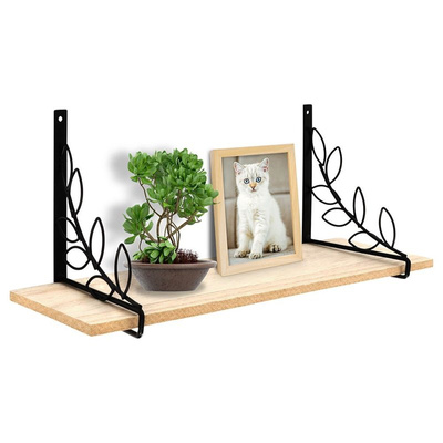 Wall Mounted Shelf Metal Black 38x13x16 cm