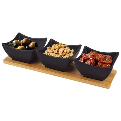 Snack Bowls Porcelain Black BLACK 31,5 cm 4 pcs