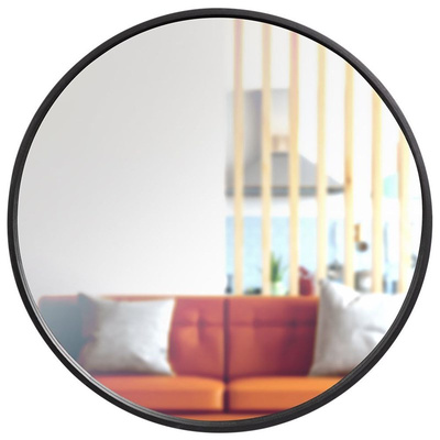 Wall Mirror Wooden Black Round 50 cm