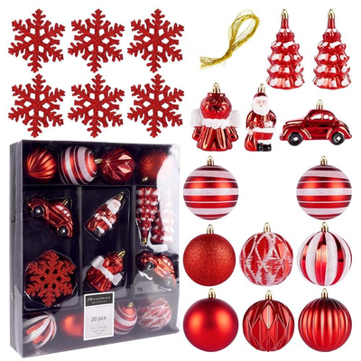 Christmas Baubles Red Unbreakable 20 pcs