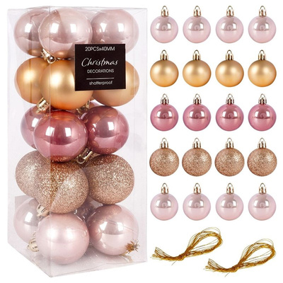 Christmas Baubles Pink Unbreakable 4 cm 20 pcs