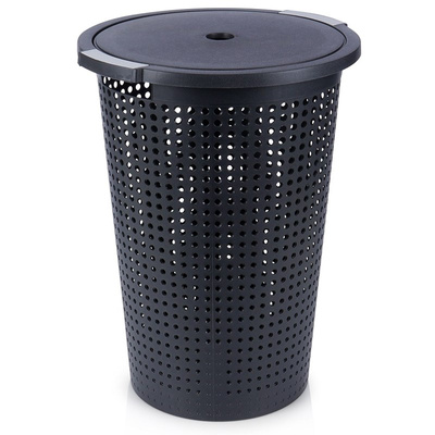 Laundry Basket Plastic Black 35 l