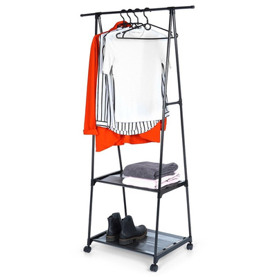 Clothes Rail Metal Black on Wheels 88x44x160 cm