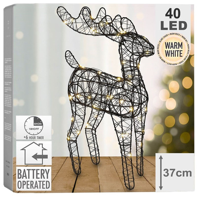 Lighted Deer Black 40 LED 37 cm