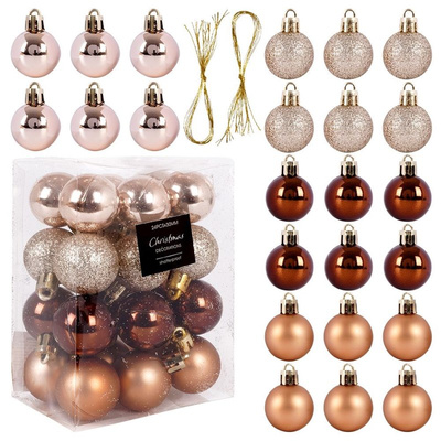 Christmas Baubles Amber Unbreakable 3 cm 24 pcs