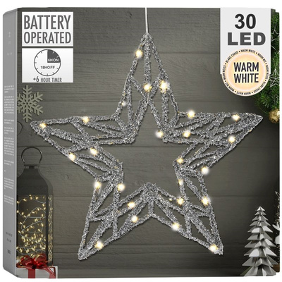 Lighted Star Silver 30 LED 40 cm