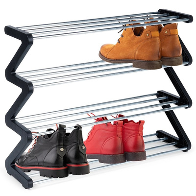 Shoe Rack Metal Black 4-Level 61,5x19x50 cm