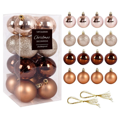 Christmas Baubles Amber Unbreakable 5 cm 16 pcs