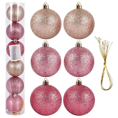 Christmas Baubles Pink Unbreakable 6 cm 6 pcs