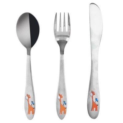 Kids Cutlery Steel GIRAFFE 3 pcs