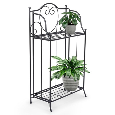 Plant Stand Metal Black Two-Story 34,5x18,5x65 cm