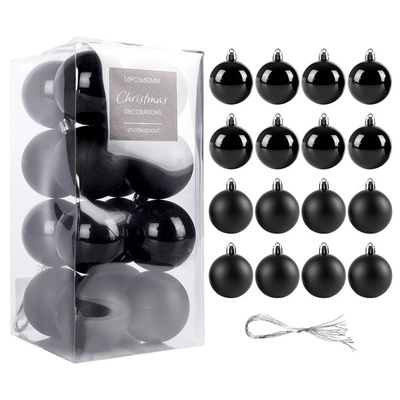 Christmas Baubles Black Unbreakable 5 cm 16 pcs