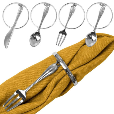 Napkin Rings Metal Silver Cutlery 4 cm 4 pcs