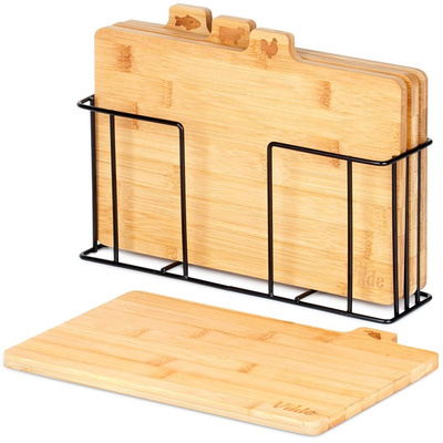 Chopping Boards Bamboo with a Stand 28x20 cm 4 pcs