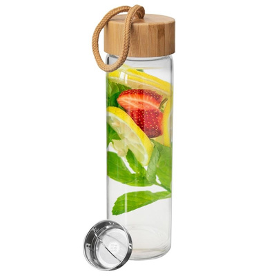 Glasflasche Wasserflasche Trinkflasche aus Glas mit Siebeinsatz 450 ml