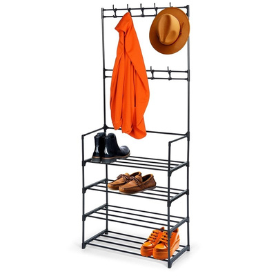 Clothes Rail with Shoe Rack Metal Black 57x28x156 cm